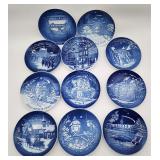 11 Bing & Grondahl blue porcealin plates