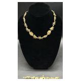 Noahs Ark gold tone necklace & bracelet
