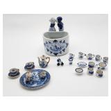 Miniature porcelain china and a vase