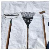 2 rakes & a hoe