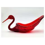 Ruby red art glass swan beak chip