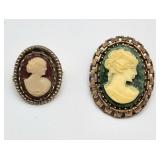 2 cameo brooches