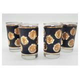 4 vintage barware coin glasses