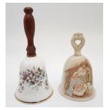 Two porcelain hand bells