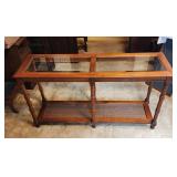 Beveled glass top sofa table