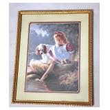 Print girl w dog 21"h x 17"w