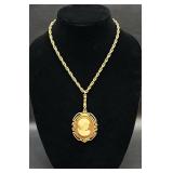 Large cameo pendant necklace