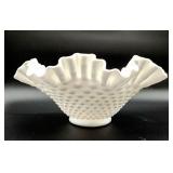 Milk glass hobnail serving bowl