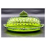Smith hobnail glass butter dish