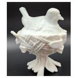 Westmoreland milk glass bird on nest