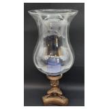 Paw foot brass candleholder w hurricane shade