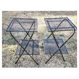 2 folding metal snack trays