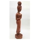 Carved teakwood Asian praying lady