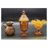 Vintage amber glassware group
