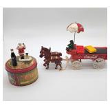 Coca Cola lot w cast iron wagon