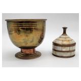 Brass footed bowl & trinket box