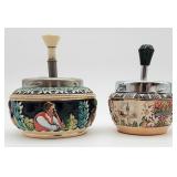 Two German spin top ashtrays