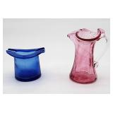 Mini hand blown pitcher & glass hat
