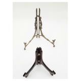 Fancy brass & a wood plate stand