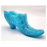 Fenton opalescent glass shoe