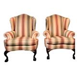 Pair Huntington House ball & claw wingback chairs
