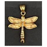 14k gold dragonfly pendant