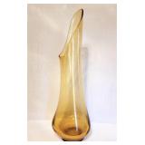 Tall mcm hand blown glass vase chips on base