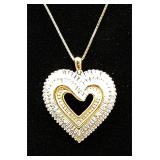 Sterling silver & diamond heart necklace