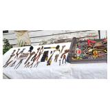 Tray lot many pliers,screwdrivers,travel putter,et