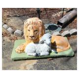Concrete lion w lamb