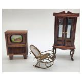Dollhouse furniture w brass rocking chair