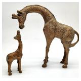 Solid brass Mother & baby giraffe