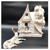Large Grandeur Noel porcelain Santa w deer