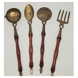 Brass utensils w wood handles