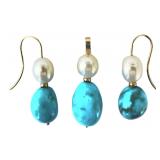 Nabco 14k earrings w pendant turquoise &