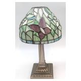 Leaded stained glass tea light lamp