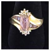 10k gold pink amythest ring