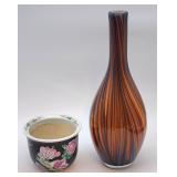Handblown vase & mini Asian planter
