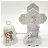 Precious Moments handbell & lighted cross