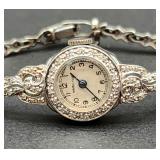 Ladies 14k white gold & diamond watch works