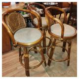 3 rattan swivel bar stools 26" st height