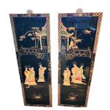 Asian laquered wall panels 36"h x 12"w