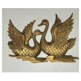 Vintage brass swan wall decor