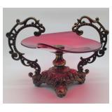 Unique Hand blown Glass Centerpiece on metal stand