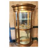 Gold tone bowfront curio china cabinet