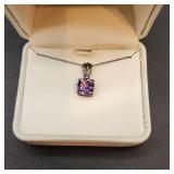 Sterling silver necklace w amythest pemdant