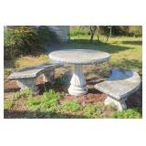 Concrete outdoor table w curved benches