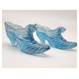 Pair Fenton glass draped cat slippers