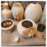 Box lot glass & ceramic vases