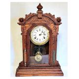 Antique oak calendar clock works